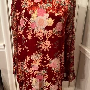 Johnny Was Kimi Paisley Rayon/Silk Long Flared Sleeve Tunic Medium